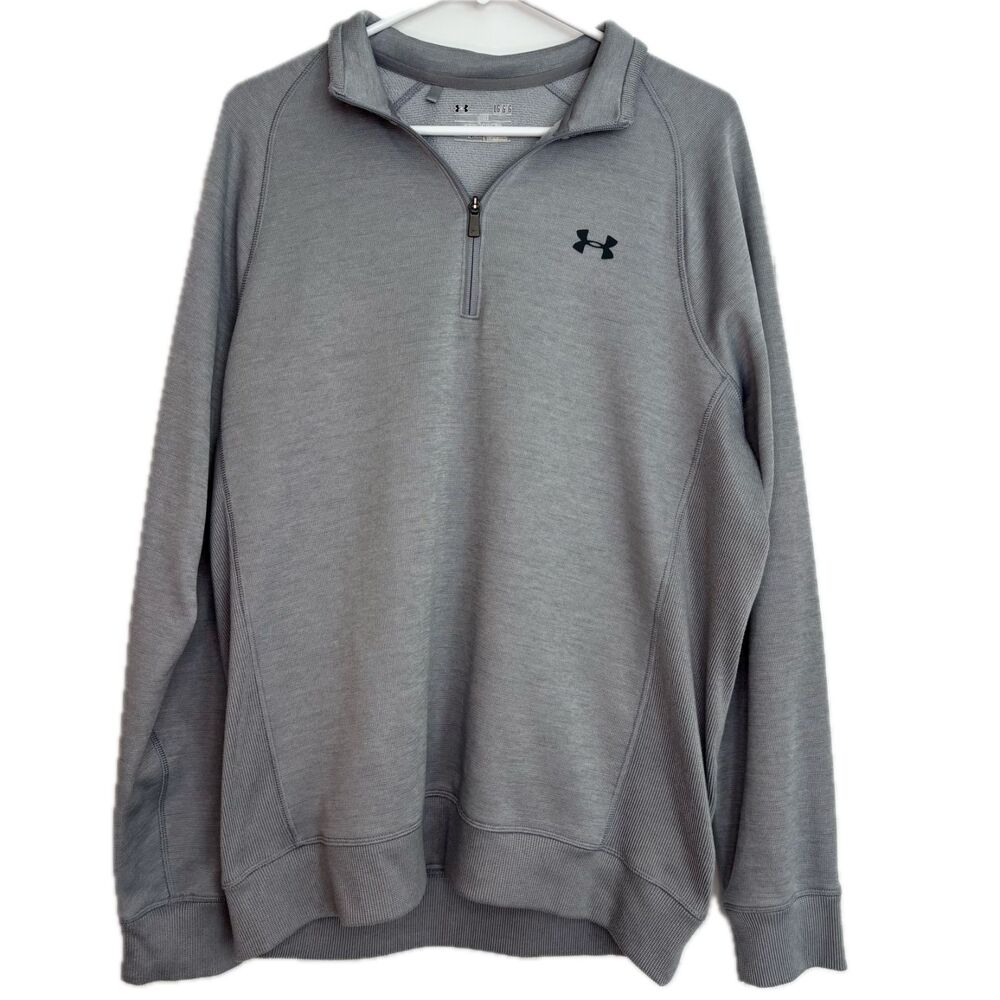 Under Armour Men’s ColdGear Large Gray Storm Fleece 1/4 Quarter Zip Pullover
